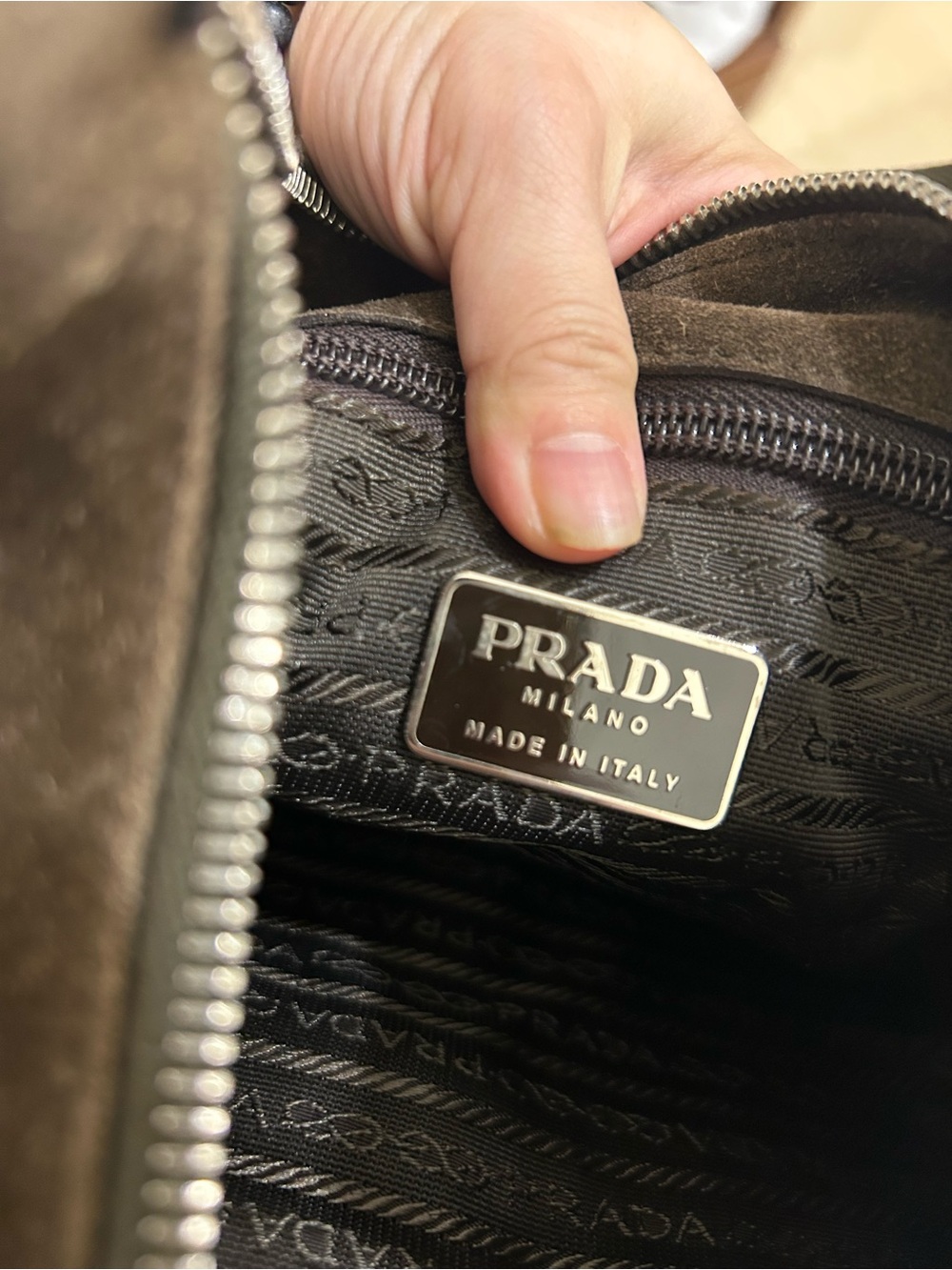 Vintage and Authentic Prada Brown Suede Shoulder Bag - Picture 6 of 12